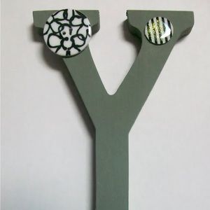 NEW Girls letter Y gray black white buffalo check barrette storage organizer